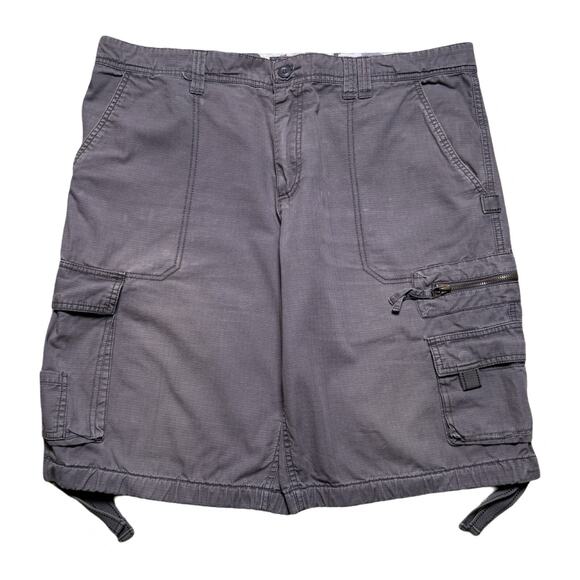 Vintage Y2K Old Navy Grey Loose Cargo Shorts Utility Multi Pocket 38 - Picture 1 of 7